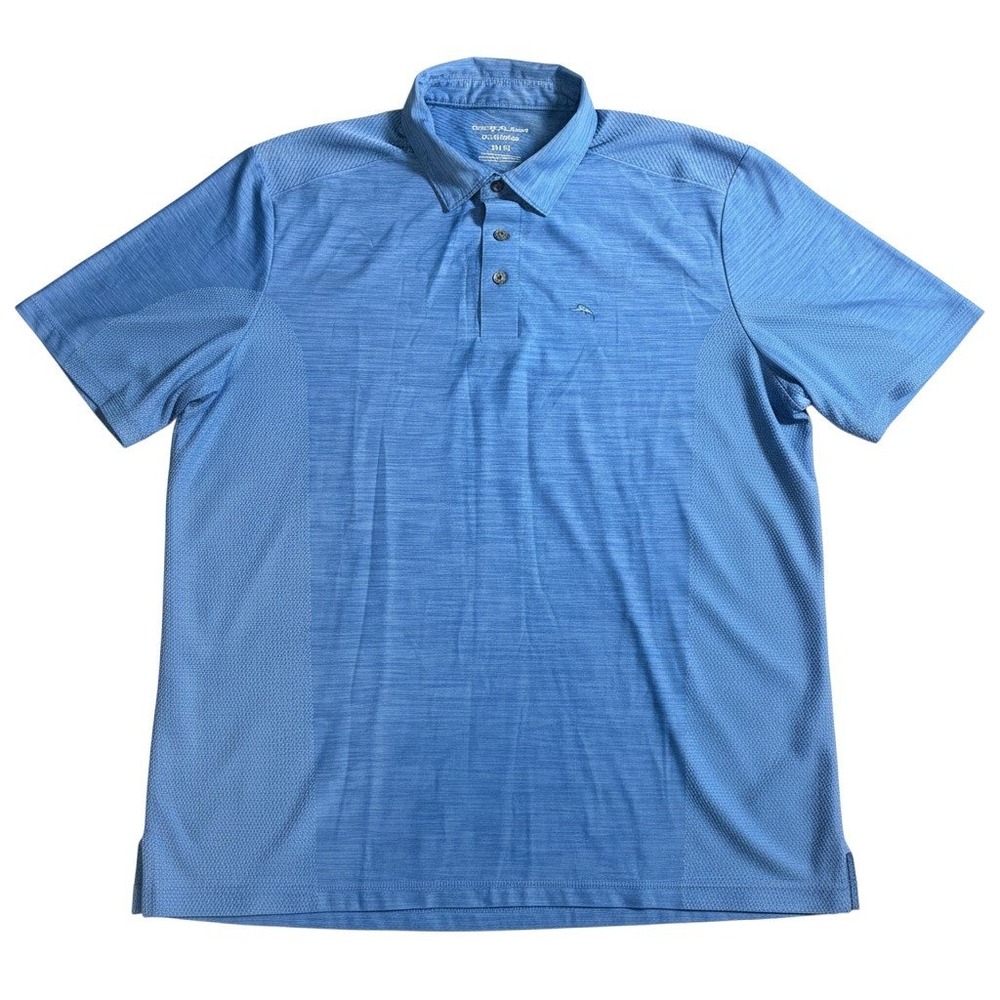 Tommy Bahama Polo XL Blue IslandZone Heathered Short Sleeve Marlin Logo Shirt